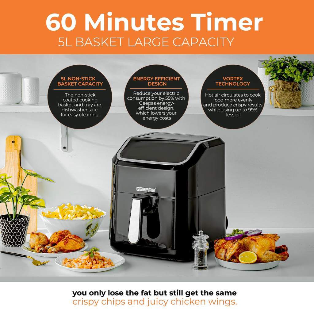 10-In-1 Digital Rapid Vortex Dual Basket Air Fryer 9L Original Garansi Kapasitas Total 9L