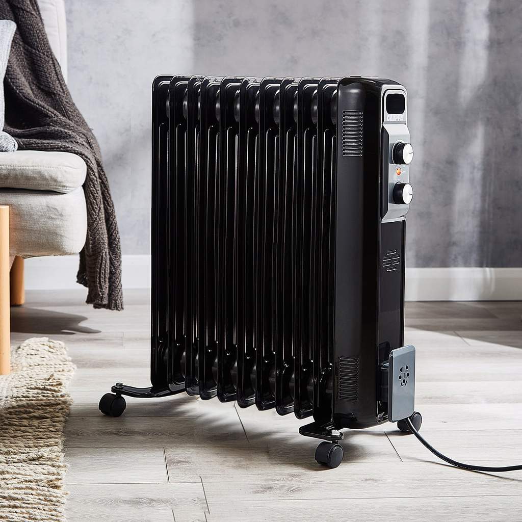 11 Fin Black Oil Filled Radiator Heater 2500W With Thermostat Original Garansi Dilengkapi Termostat
