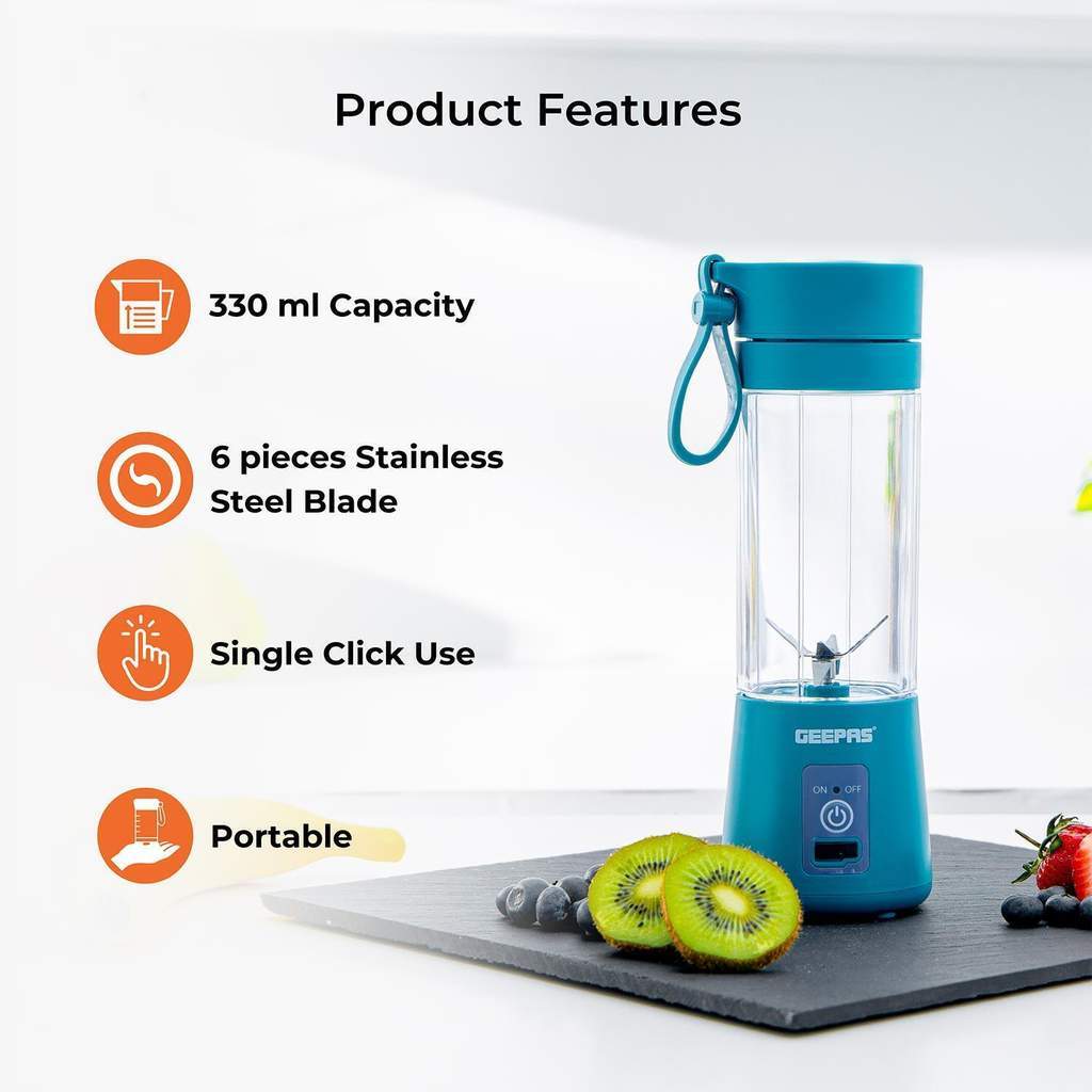 Blue Portable Blender 330ML Rechargeable Fruit Mixer Original Garansi Kapasitas 330ml