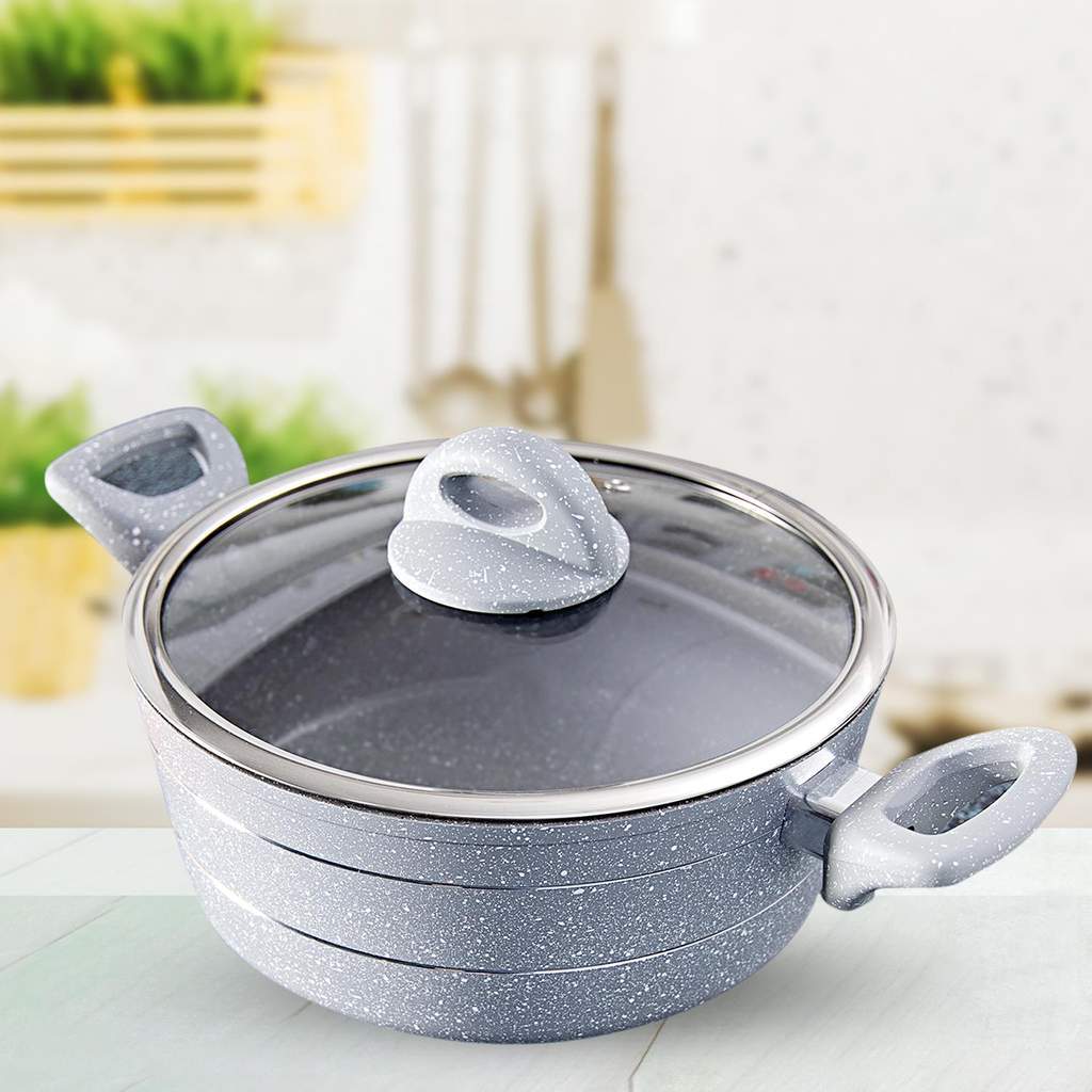 Casserole Dish Forged Aluminium 28cm With Lid Grey Original Garansi Ukuran diameter 28cm