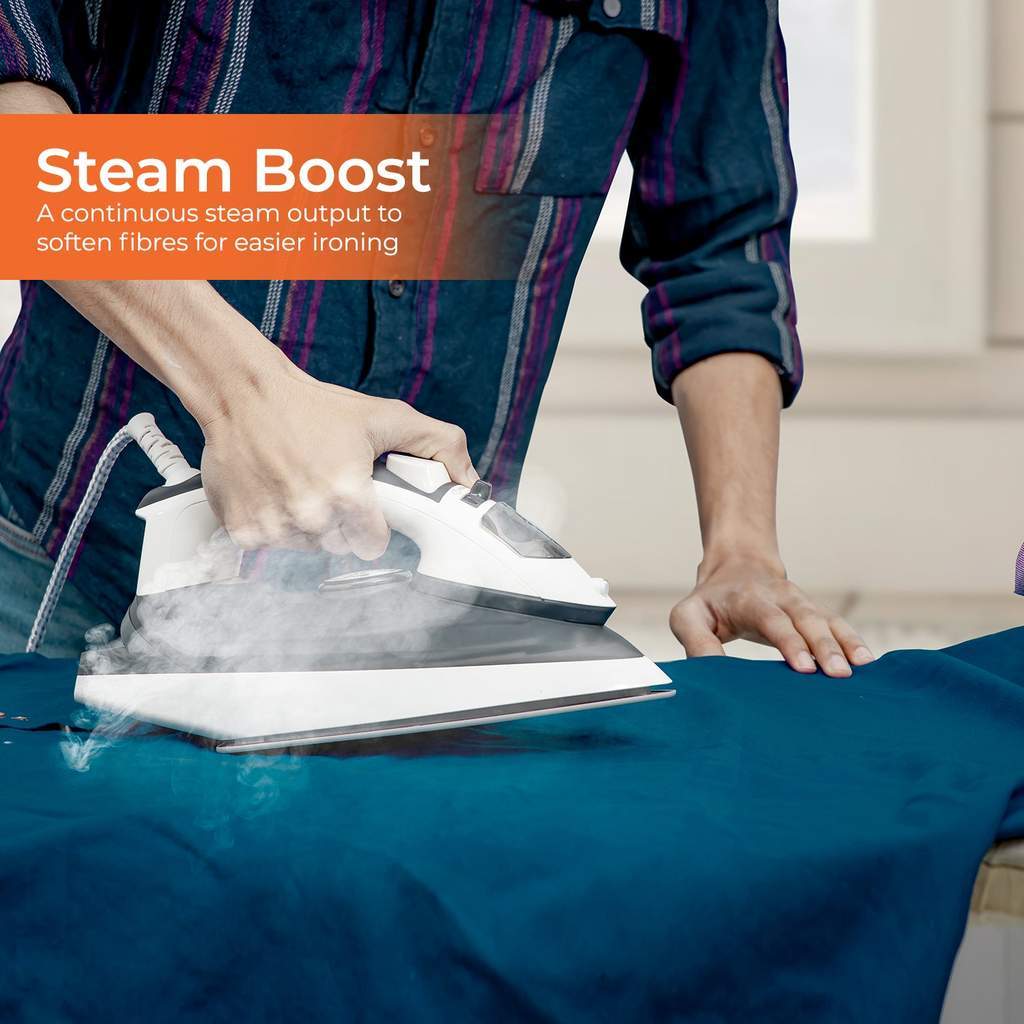 Ceramic Steam Iron 2000W, Temperature Control for Wet/Dry Ironing Original Garansi Lapisan Alas Keramik (Ceramic Sole-plate)