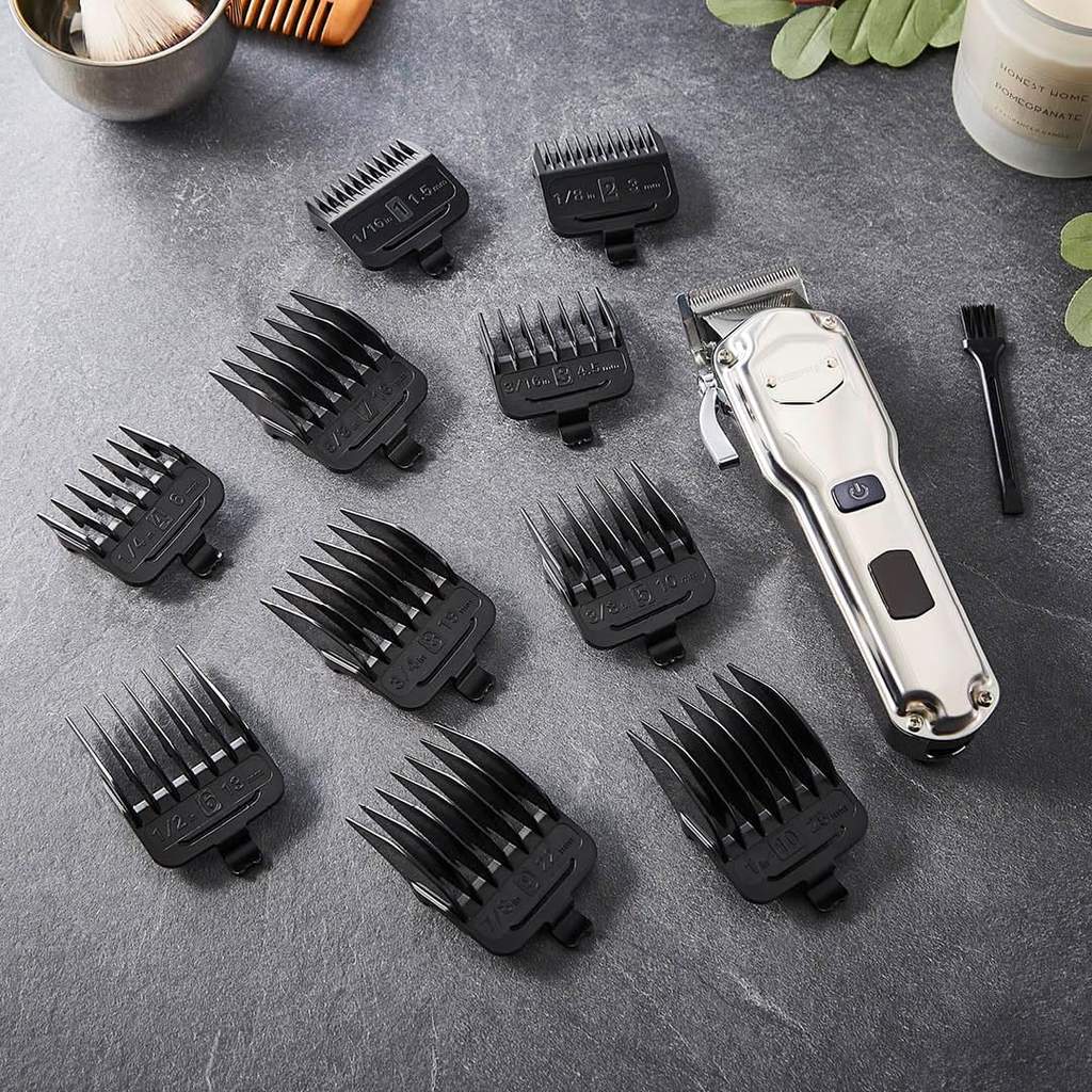 Chrome LED Rechargeable Cordless Waterproof Beard Trimmer & Hair Clipper Original Garansi Baterai isi ulang 2000mAh